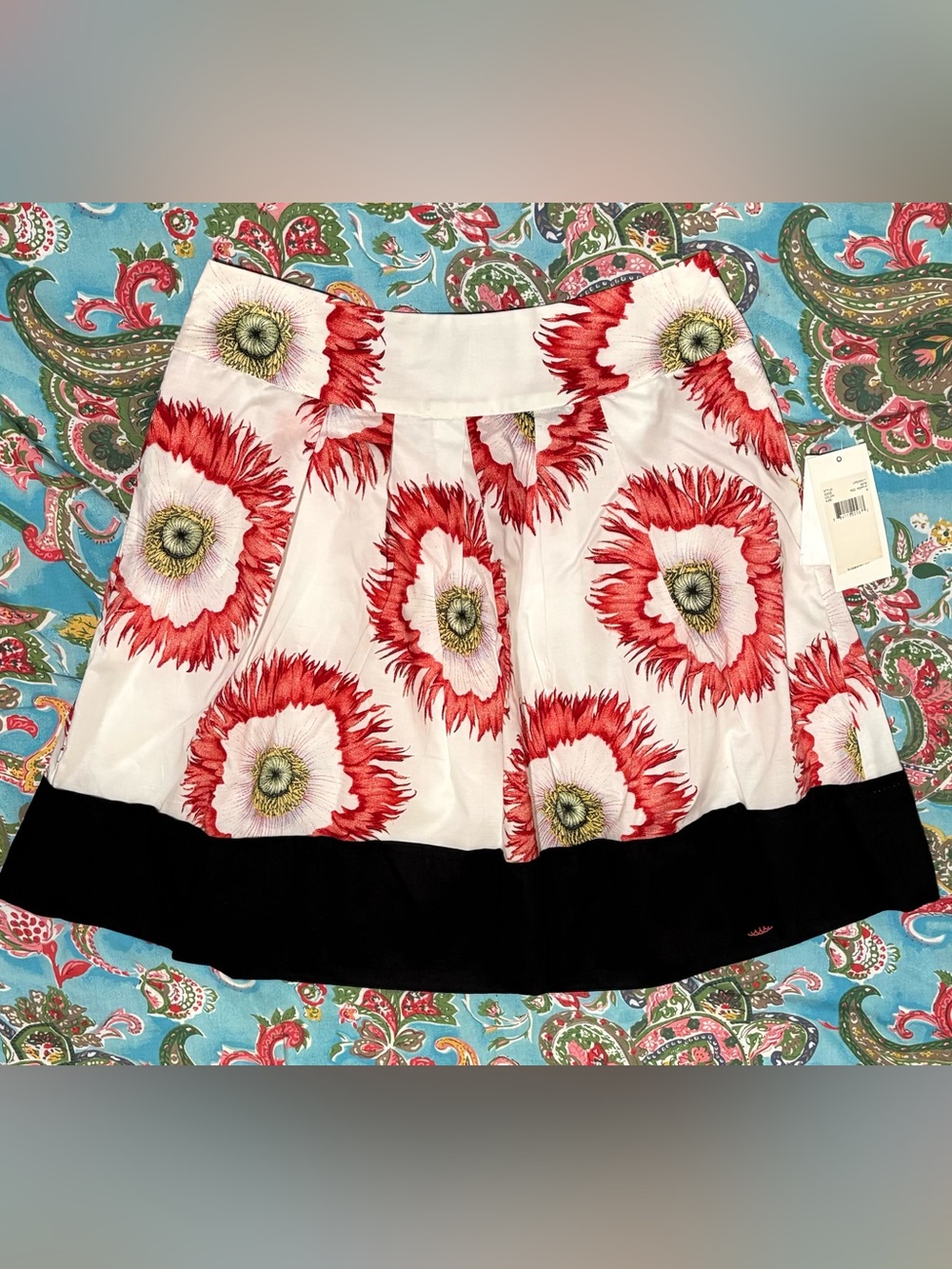 LEIFSDOTTIR red poppy SKIRT cotton white red black SIZE 6 NWT